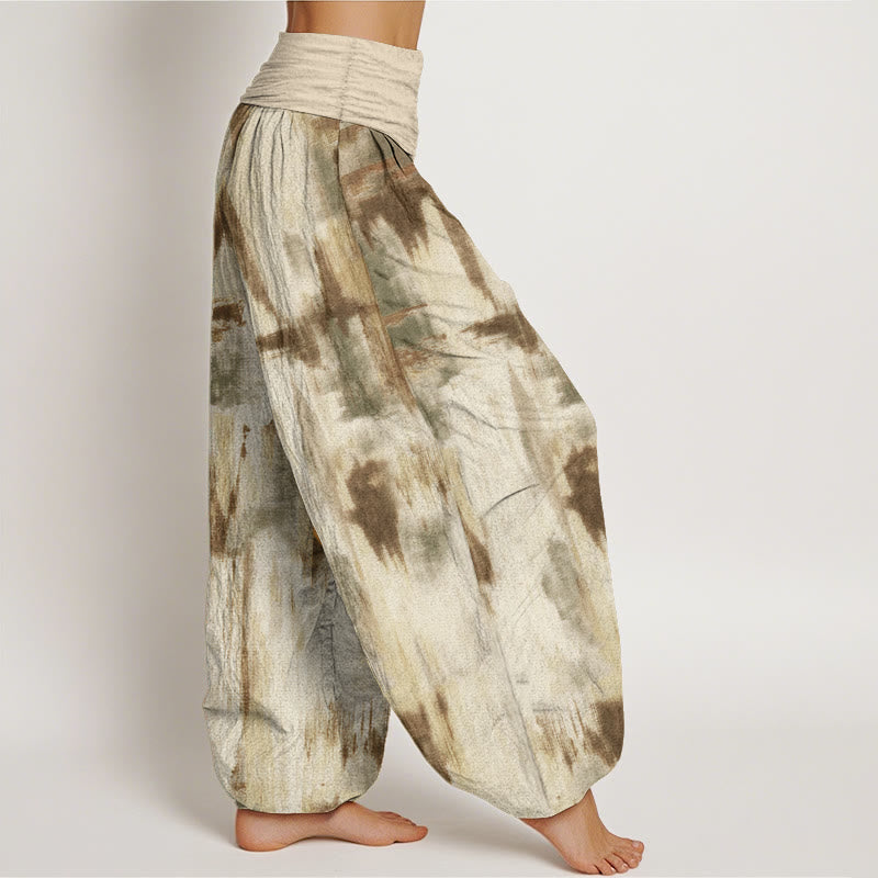 Buddha Stones Damen-Haremshose aus reiner Baumwolle mit Batikmuster und elastischer Taille