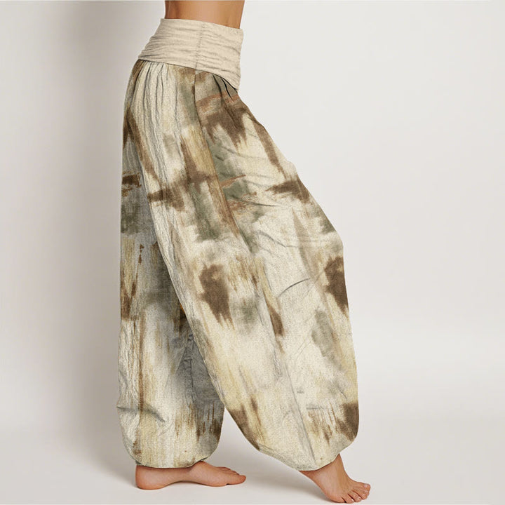 Buddha Stones Damen-Haremshose aus reiner Baumwolle mit Batikmuster und elastischer Taille