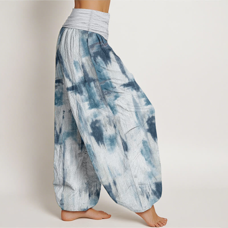 Buddha Stones Damen-Haremshose aus reiner Baumwolle mit Batikmuster und elastischer Taille