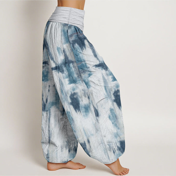 Buddha Stones Damen-Haremshose aus reiner Baumwolle mit Batikmuster und elastischer Taille