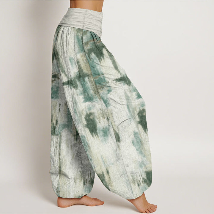 Buddha Stones Damen-Haremshose aus reiner Baumwolle mit Batikmuster und elastischer Taille