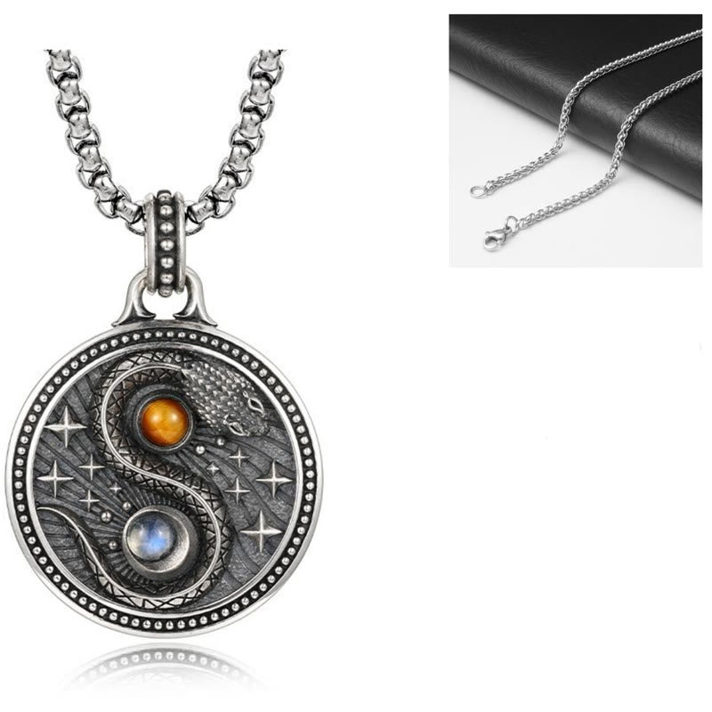 Buddha Stones Schlange Yin Yang Symbol Kupfer Reichtum Halskette Anhänger - image 9