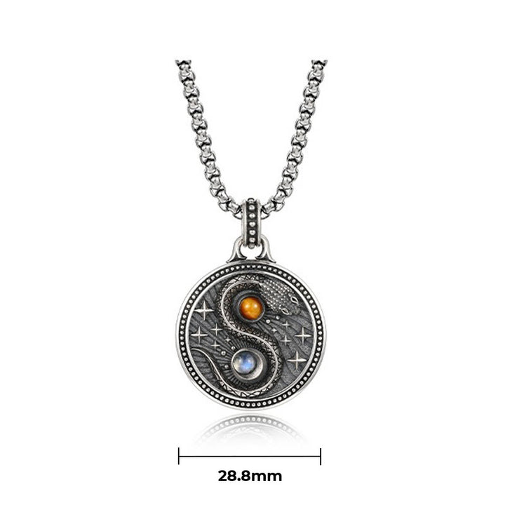 Buddha Stones Schlange Yin Yang Symbol Kupfer Reichtum Halskette Anhänger - image 8