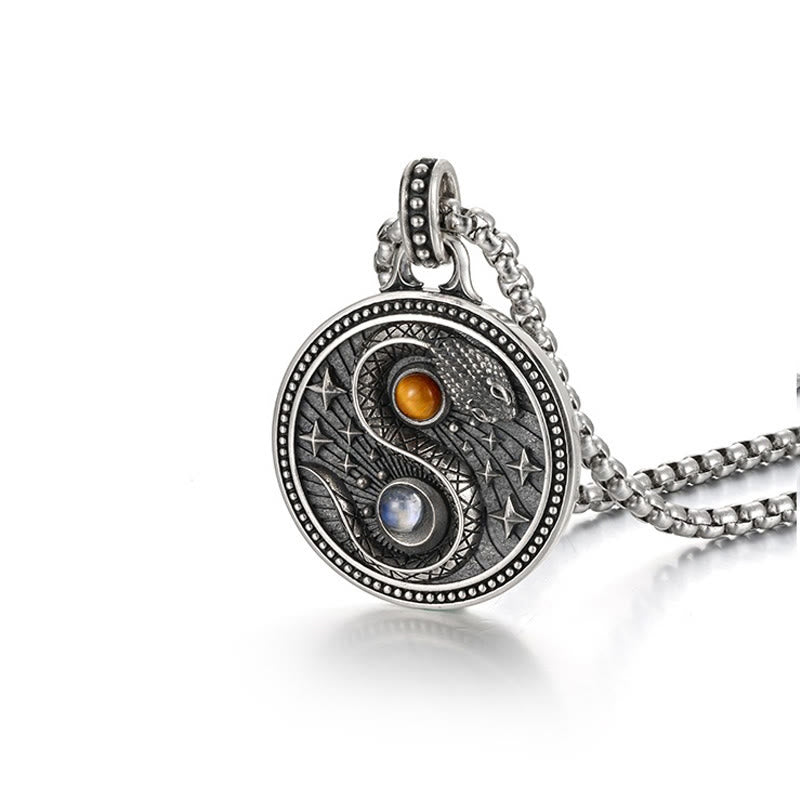 Buddha Stones Schlange Yin Yang Symbol Kupfer Reichtum Halskette Anhänger - image 4