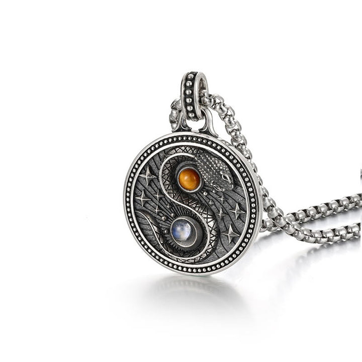 Buddha Stones Schlange Yin Yang Symbol Kupfer Reichtum Halskette Anhänger - image 4