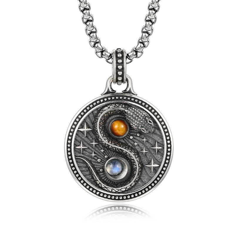 Buddha Stones Schlange Yin Yang Symbol Kupfer Reichtum Halskette Anhänger - Kupfer (Reichtum ♥ Glück) - image 1