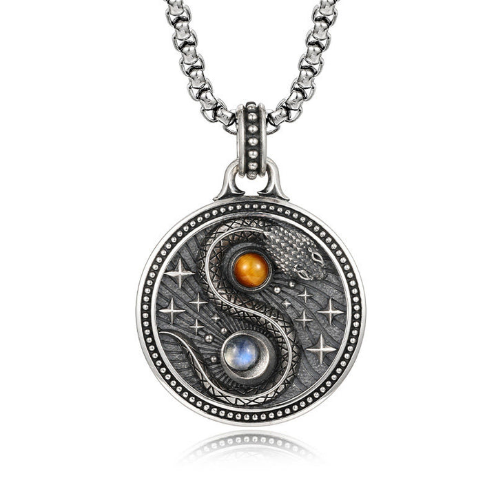 Buddha Stones Schlange Yin Yang Symbol Kupfer Reichtum Halskette Anhänger - Kupfer (Reichtum ♥ Glück) - image 1
