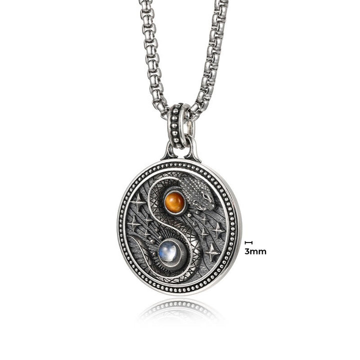 Buddha Stones Schlange Yin Yang Symbol Kupfer Reichtum Halskette Anhänger - image 5