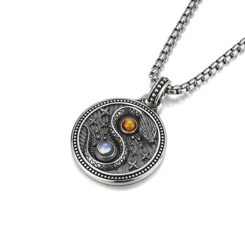Buddha Stones Schlange Yin Yang Symbol Kupfer Reichtum Halskette Anhänger - image 2