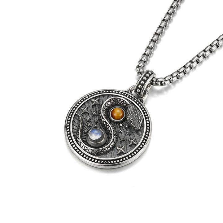 Buddha Stones Schlange Yin Yang Symbol Kupfer Reichtum Halskette Anhänger - image 2