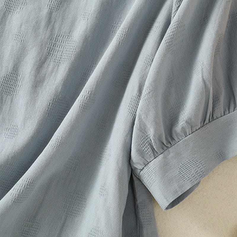 Buddha Stones 2-teiliges schlichtes Damen-Kurzarmhemd mit Haremshose und Meditationskleidungsset - image 4