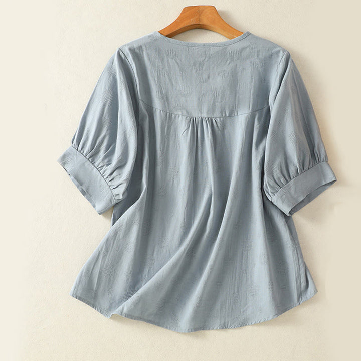 Buddha Stones 2-teiliges schlichtes Damen-Kurzarmhemd mit Haremshose und Meditationskleidungsset - image 2