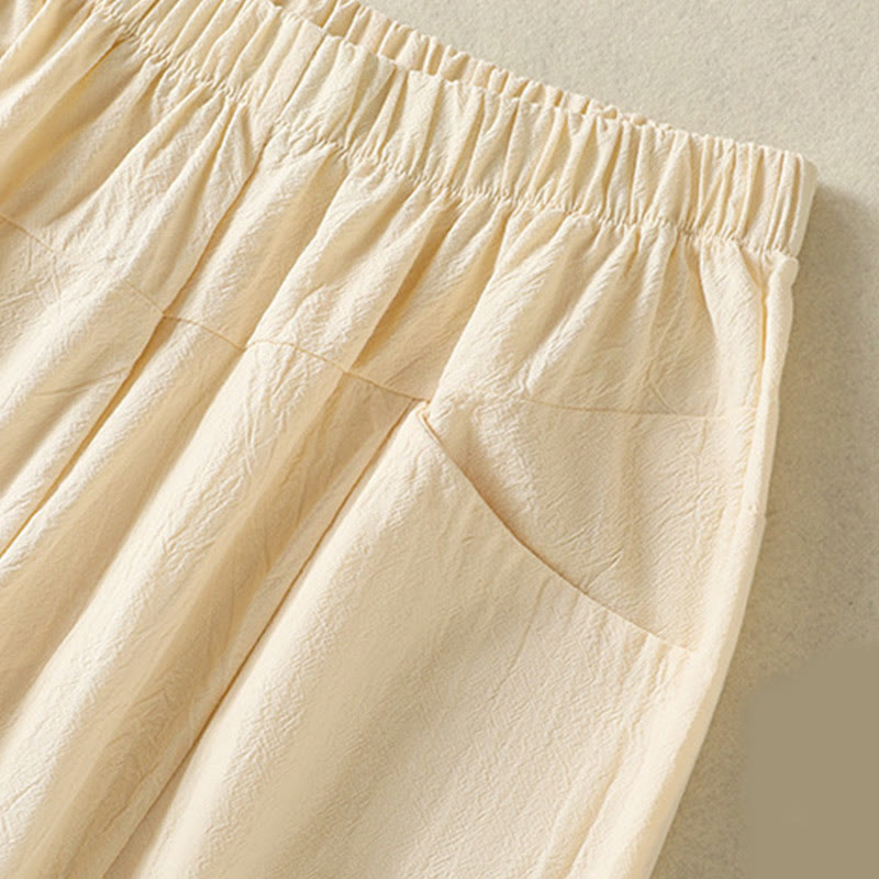 Buddha Stones 2-teiliges schlichtes Damen-Kurzarmhemd mit Haremshose und Meditationskleidungsset - image 15