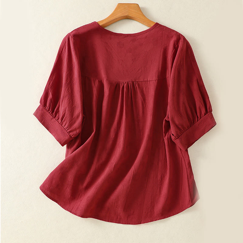 Buddha Stones 2-teiliges schlichtes Damen-Kurzarmhemd mit Haremshose und Meditationskleidungsset - image 25