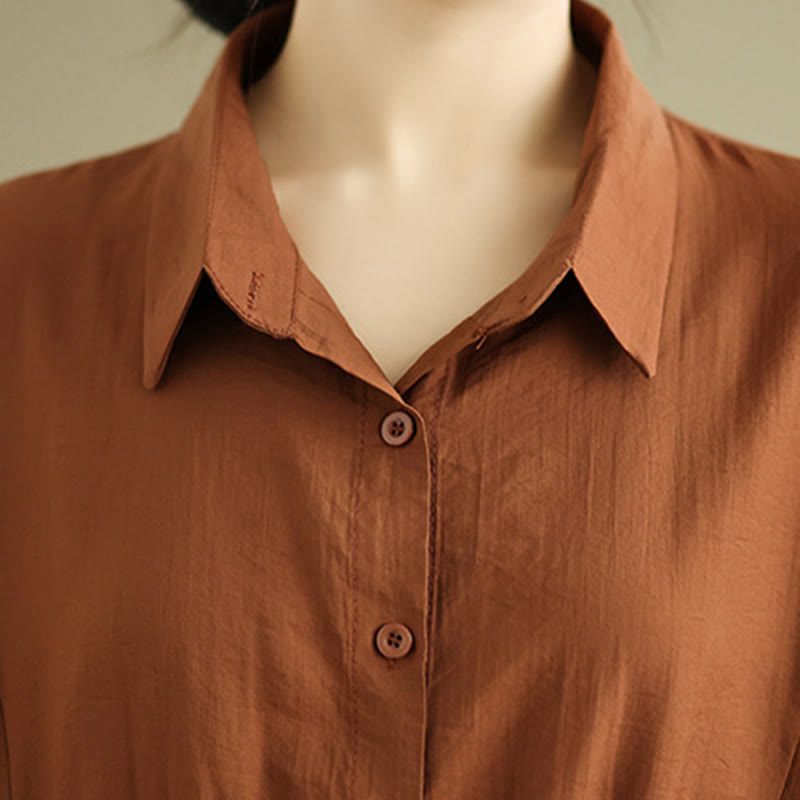 Buddha Stones 2-teiliges lässiges Damen-Set mit Stehkragen, Hemd und lockerer Hose, Meditationskleidung - image 7