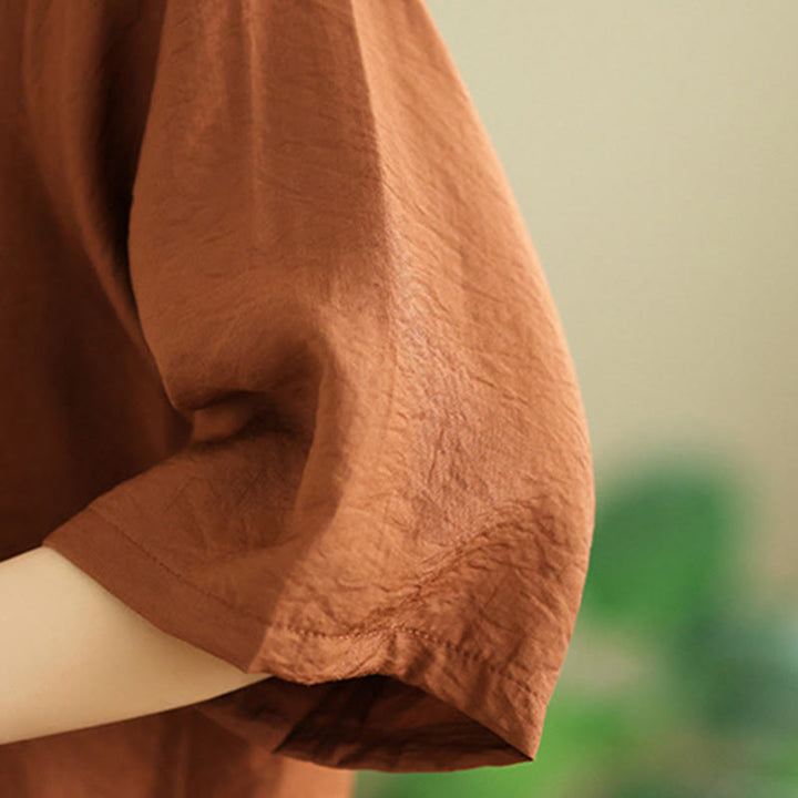 Buddha Stones 2-teiliges lässiges Damen-Set mit Stehkragen, Hemd und lockerer Hose, Meditationskleidung - image 6