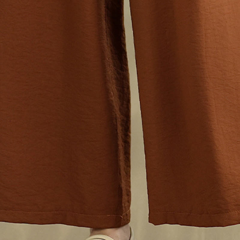 Buddha Stones 2-teiliges lässiges Damen-Set mit Stehkragen, Hemd und lockerer Hose, Meditationskleidung - image 5