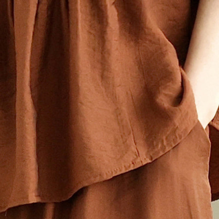 Buddha Stones 2-teiliges lässiges Damen-Set mit Stehkragen, Hemd und lockerer Hose, Meditationskleidung - image 4