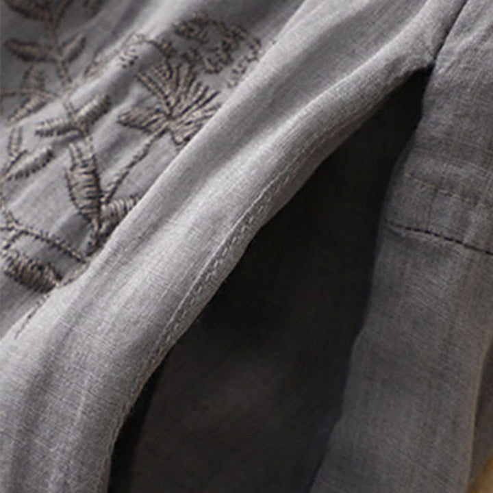 Damen-Haremshose aus Baumwolle und Leinen mit Buddha Stones -Stickmuster und Taschen - image 2