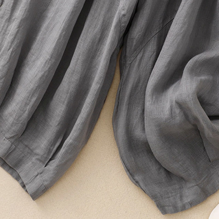 Damen-Haremshose aus Baumwolle und Leinen mit Buddha Stones -Stickmuster und Taschen - image 3