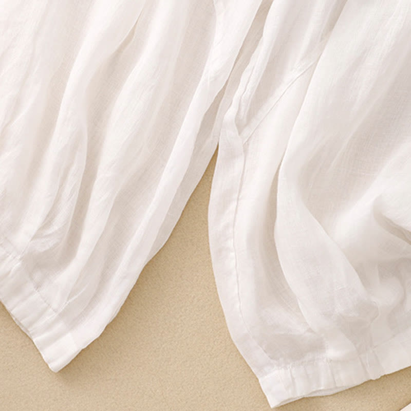 Damen-Haremshose aus Baumwolle und Leinen mit Buddha Stones -Stickmuster und Taschen - image 8