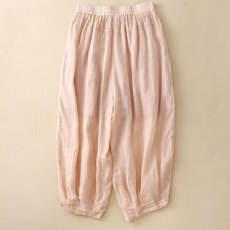 Damen-Haremshose aus Baumwolle und Leinen mit Buddha Stones -Stickmuster und Taschen - image 11