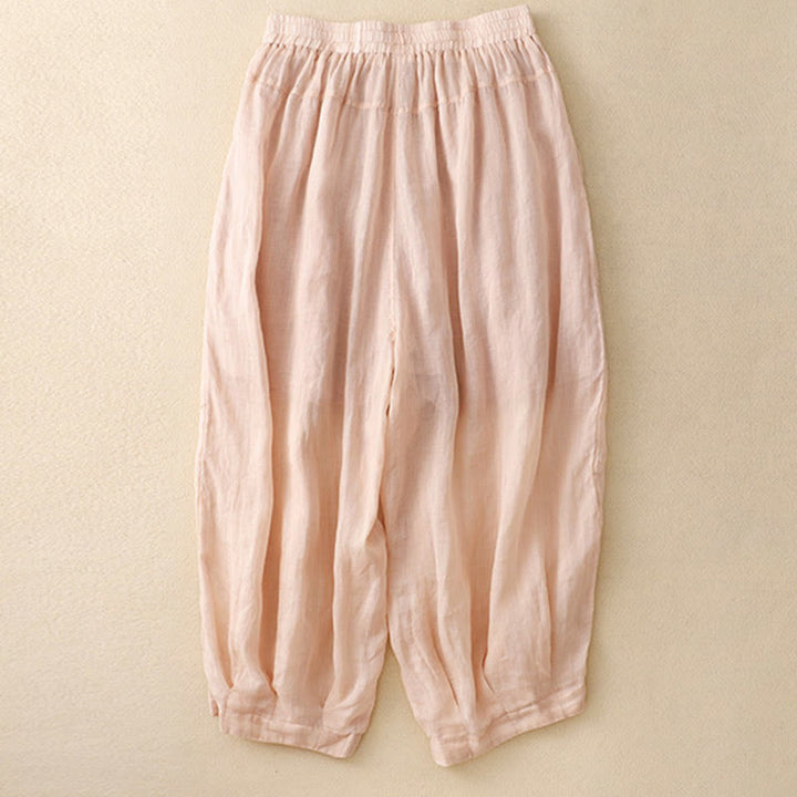 Damen-Haremshose aus Baumwolle und Leinen mit Buddha Stones -Stickmuster und Taschen - image 11