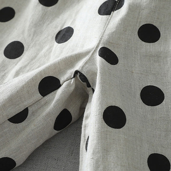 Buddha Stones Damen-Haremshose aus Baumwolle und Leinen mit Taschen, gepunktetes Blumenmuster - image 10