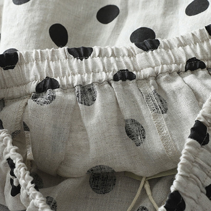 Buddha Stones Damen-Haremshose aus Baumwolle und Leinen mit Taschen, gepunktetes Blumenmuster - image 11