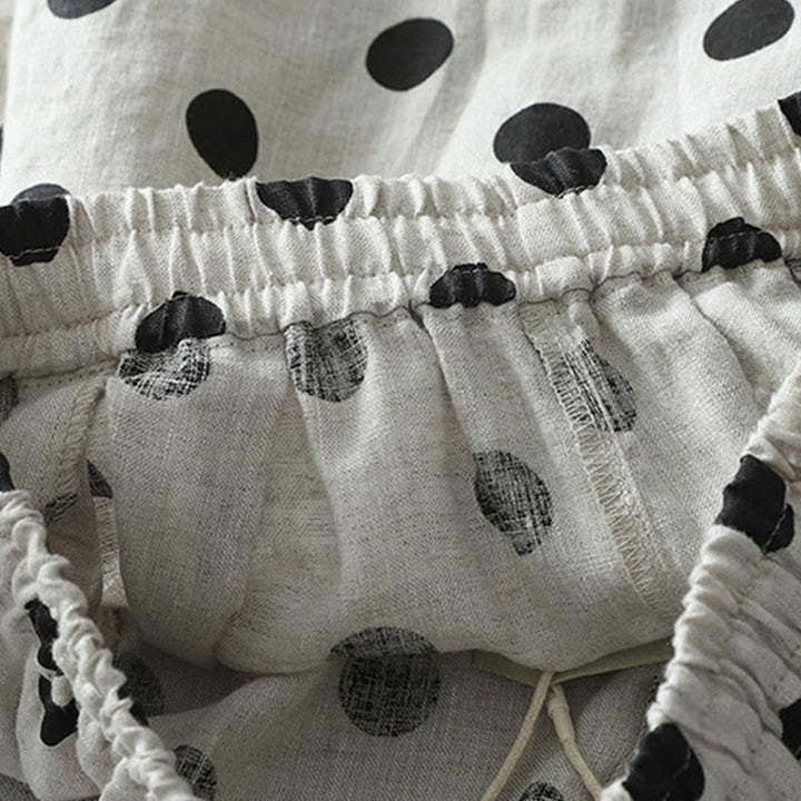 Buddha Stones Damen-Haremshose aus Baumwolle und Leinen mit Taschen, gepunktetes Blumenmuster - image 11