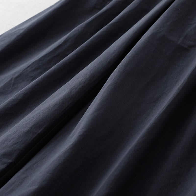 Buddha Stones Lässige, schlichte Damenhose aus Polyester mit hoher Taille, Länge 7–8, weites Bein, mit Taschen - image 5