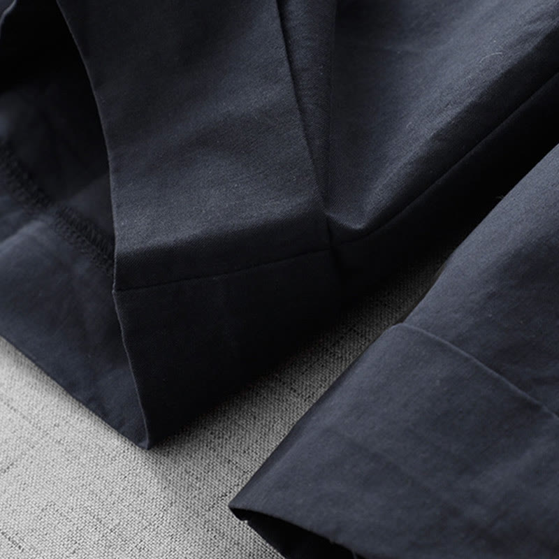 Buddha Stones Lässige, schlichte Damenhose aus Polyester mit hoher Taille, Länge 7–8, weites Bein, mit Taschen - image 4