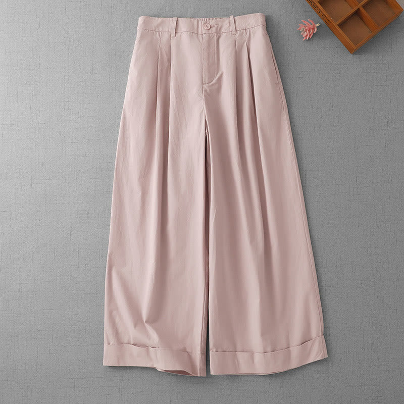 Buddha Stones Lässige, schlichte Damenhose aus Polyester mit hoher Taille, Länge 7–8, weites Bein, mit Taschen - Rosa - US14, UK/AU18, EU46 (2XL) - image 5