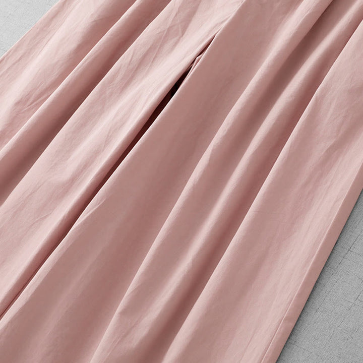Buddha Stones Lässige, schlichte Damenhose aus Polyester mit hoher Taille, Länge 7–8, weites Bein, mit Taschen - image 12