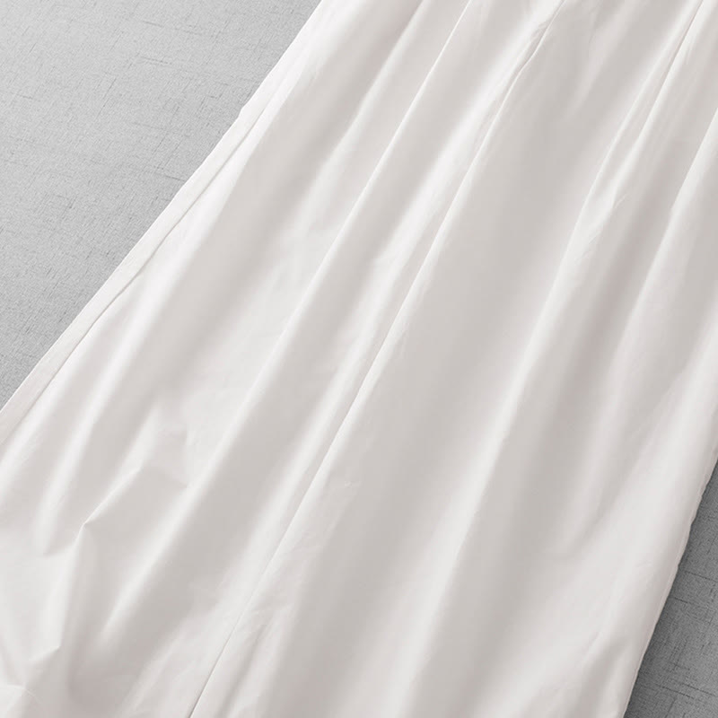Buddha Stones Lässige, schlichte Damenhose aus Polyester mit hoher Taille, Länge 7–8, weites Bein, mit Taschen - image 16