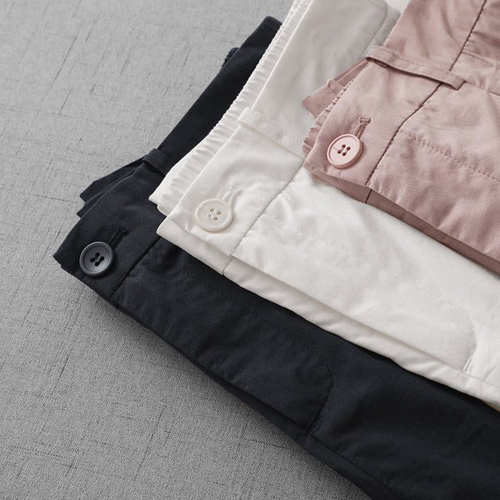 Buddha Stones Lässige, schlichte Damenhose aus Polyester mit hoher Taille, Länge 7–8, weites Bein, mit Taschen - image 22