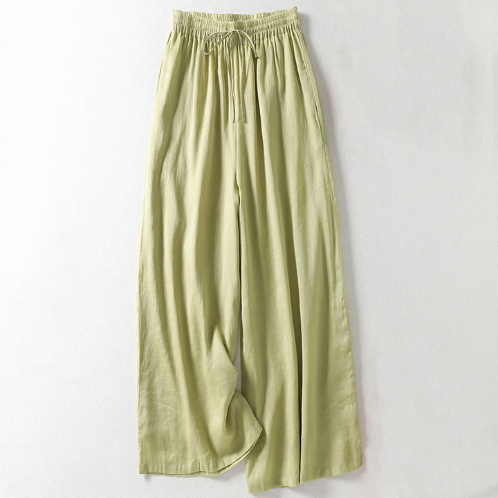 Buddha Stones Lässige Damenhose mit weitem Bein und Kordelzug aus Baumwollleinen, knöchellang, mit Taschen - Honigtau - US8-10， UK/AU12-14，EU40-42 (2XL) - image 14