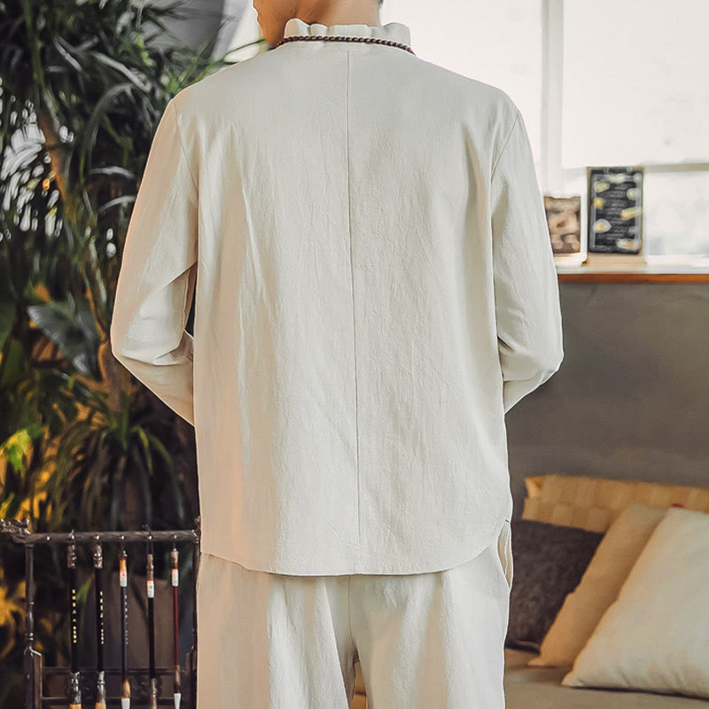 Buddha Stones ​​2-teiliges Set: Baumwollhemd und knöchellange Hose mit Taschen, Meditationskleidung für Herren - image 5