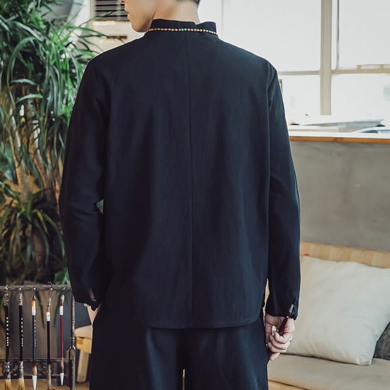 Buddha Stones ​​2-teiliges Set: Baumwollhemd und knöchellange Hose mit Taschen, Meditationskleidung für Herren - image 13