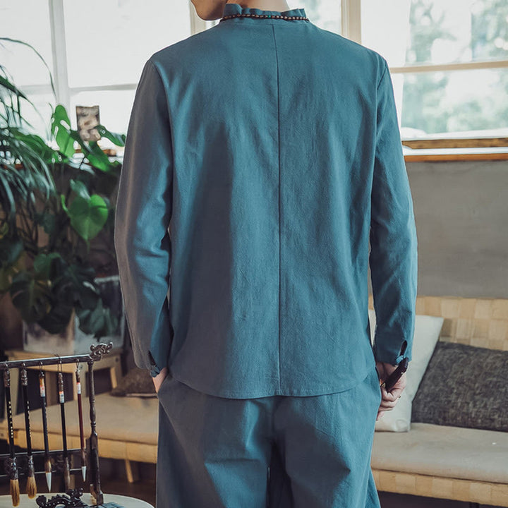 Buddha Stones ​​2-teiliges Set: Baumwollhemd und knöchellange Hose mit Taschen, Meditationskleidung für Herren - image 23