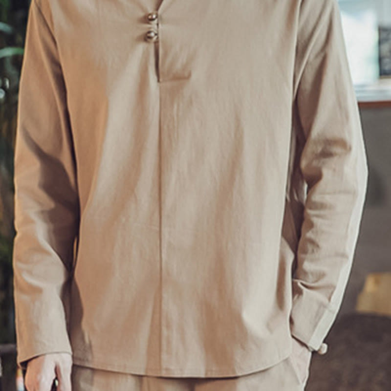 Buddha Stones ​​2-teiliges Set: Baumwollhemd und knöchellange Hose mit Taschen, Meditationskleidung für Herren - image 33