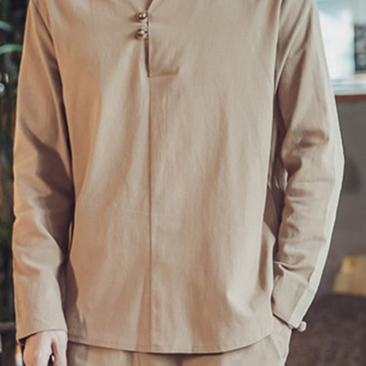 Buddha Stones ​​2-teiliges Set: Baumwollhemd und knöchellange Hose mit Taschen, Meditationskleidung für Herren - image 33