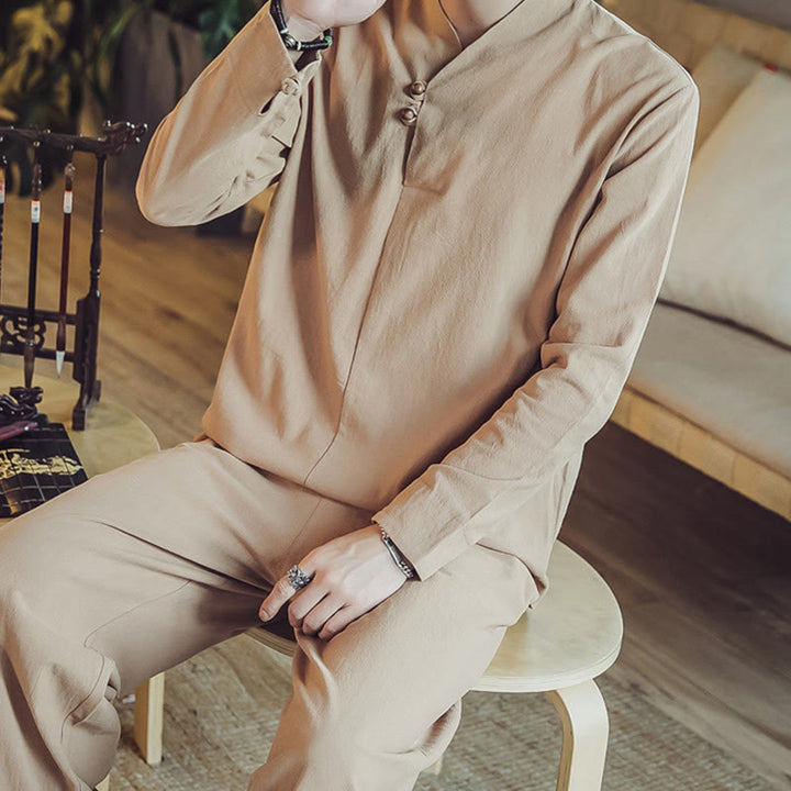 Buddha Stones ​​2-teiliges Set: Baumwollhemd und knöchellange Hose mit Taschen, Meditationskleidung für Herren - image 32