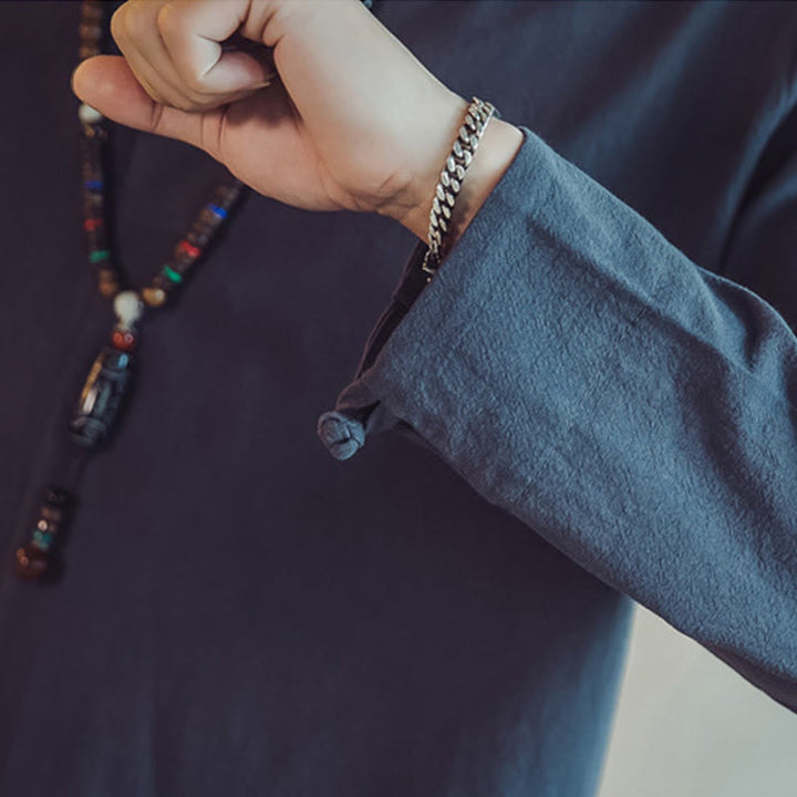 Buddha Stones ​​2-teiliges Set: Baumwollhemd und knöchellange Hose mit Taschen, Meditationskleidung für Herren - image 45