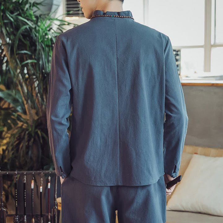 Buddha Stones ​​2-teiliges Set: Baumwollhemd und knöchellange Hose mit Taschen, Meditationskleidung für Herren - image 39