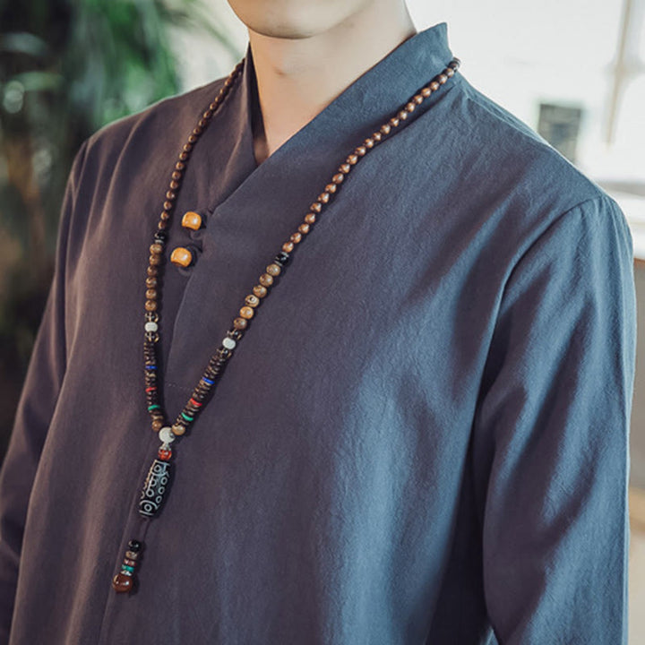 Buddha Stones 2-teiliges Baumwollhemd, knöchellange Hose mit Taschen, Meditationstuch-Set für Herren - image 45