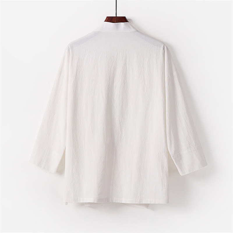 Buddha Stones 2-teiliges Kimono-Hosen-Set aus Baumwoll-Leinen-Meditationskleidung mit Schnürung und Taschen - image 3