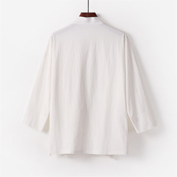 Buddha Stones 2-teiliges Kimono-Hosen-Set aus Baumwoll-Leinen-Meditationskleidung mit Schnürung und Taschen - image 3