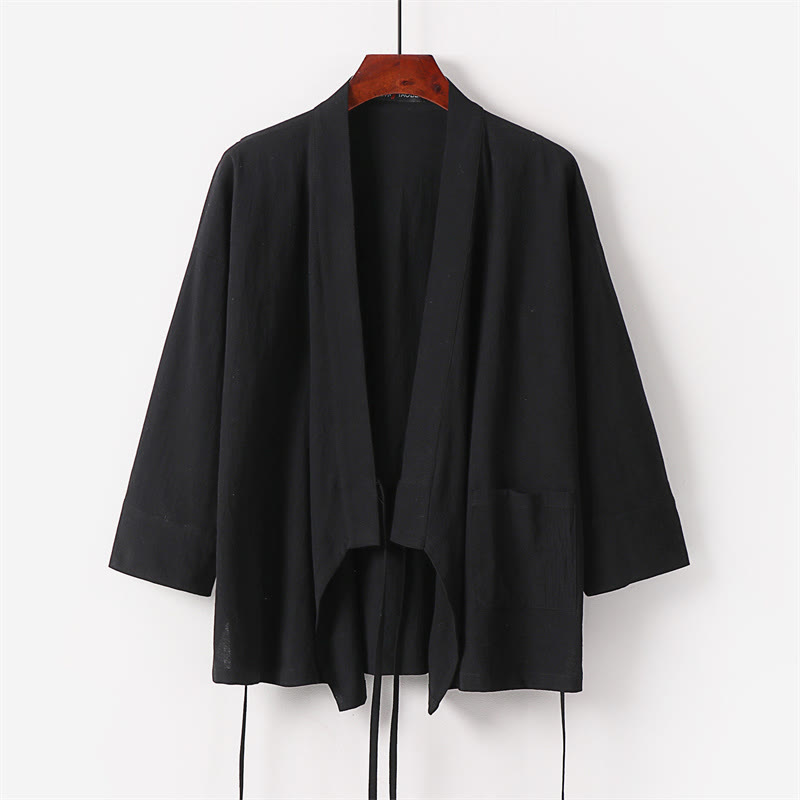 Buddha Stones 2-teiliges Kimono-Hosen-Set aus Baumwoll-Leinen-Meditationskleidung mit Schnürung und Taschen - image 7