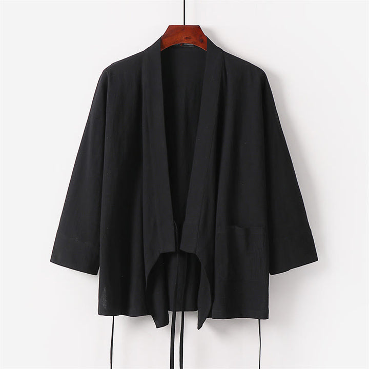 Buddha Stones 2-teiliges Kimono-Hosen-Set aus Baumwoll-Leinen-Meditationskleidung mit Schnürung und Taschen - image 7